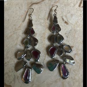 Bohm Silvertone Dangling 3” Earrings